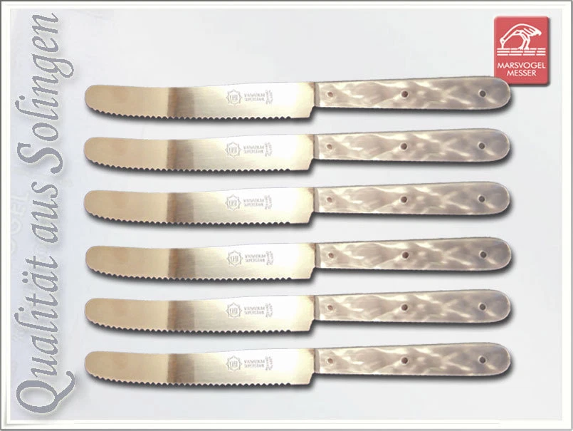 6 x Tischmesser Frühstücksmesser Tomatenmesser Perlmutt aus Solingen - Bild 1 von 1