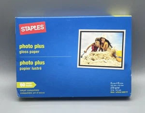 Staples Photo Plus Paper Gloss Ink Jet Compatible 4" x 6" 60 Sheets - Picture 1 of 2