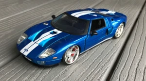 JADA FAST & FURIOUS 1/24 BLUE W/ WHITE STRIPES FORD GT SPORTS CAR # 97177 NO BOX - Picture 1 of 22