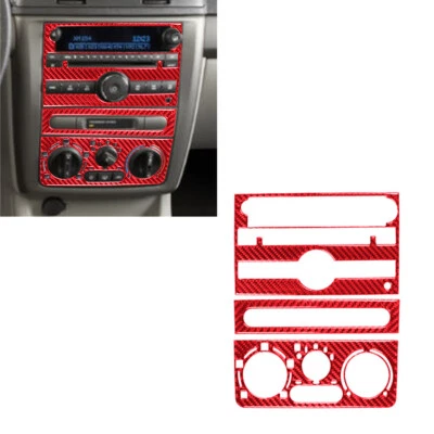 3Pcs For Chevrolet Cobalt Red Carbon Fiber Central Console Cover Trim Type B - Image 1 of 4
