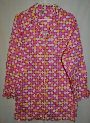 Women's CLASSIC ELEMENTS Pink White Yellow Long Pajama Top Size L Polka Dot - Image 1 of 4