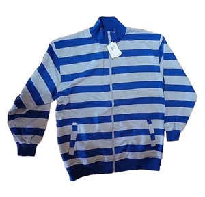 PJ Mark Men's L Full Zip Striped Blue & Gray Cotton Blend Sweater Jacket NWT - Picture 1 of 8