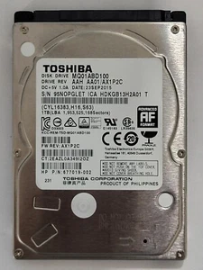 MQ01ABD100, HDKGB13H2A01 T, AA01/AX1P2C, 23 SEP 2015, Toshiba 1Tb 2.5" SATA HDD - Bild 1 von 2