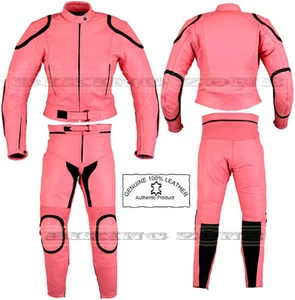 LADIES PINK HORIZON WOMENS MOTORBIKE MOTORCYCLE / FASHION LEATHER JACKET & SUIT - Picture 1 of 9