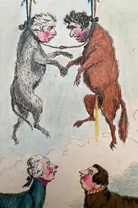 The Dog Tax James Gillray 1796 Etching - Bohn 1847 handcoloured restrike - Picture 1 of 5