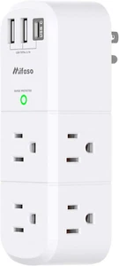 USB Outlet Extender Surge Protector - Rotating Plug, 6 AC Multi Plug and 3 USB - Picture 1 of 7