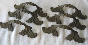 Set Of 6 Drawer Pulls Cast Brass Ornate Vintage 6.25" Rococo Regency Set - Picture 1 of 5