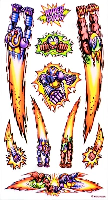 SQUARE DEAL RECORDINGS & SUPPLIES Sticker Pack - NEON Rocket Flying Robot Hyper Guys 90s GLOW Helmet Decal #40130