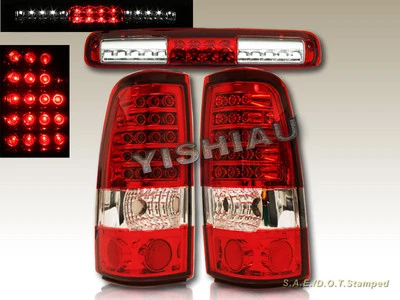 99 00 01 02 CHEVY SILVERADO GMC SIERRA LED TAIL LIGHTS & 3RD BRAKE LIGHT RED - Image 1 of 4