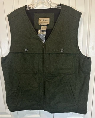 LL Bean XL Maine Guide Wool-Blend Vest Wind Stopper Malone Mackinaw style  NEW - Image 1 of 4