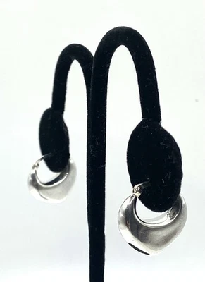 Pendientes de aro vintage de plata de ley / 925 con corazón hinchado Foto 1 de 4