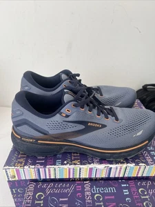 Brooks Ghost 15  Blue/Flintstone/Peacoat/Oak Running Shoes Men’s Size 10 Wide 2E - Afbeelding 1 van 22