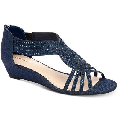 Sandalia de cuña Charter Club para mujer con correa cruzada de ginifur talla US 7M azul marino brillante Foto 1 de 4