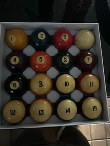 VINTAGE BRUNSWICK BILLIARD POOL BALL SET REGULATION SIZE GOOD 1960’s - Picture 1 of 5