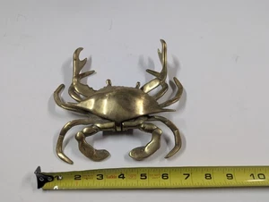 Brass Crab Hinged Top Ashtray or Trinket Box MCM, Vintage - Picture 1 of 7