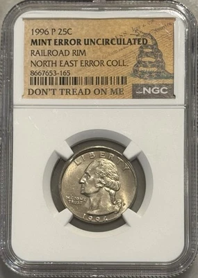 1996-P NGC Unc Railroad Rim NE Error Collection Washington Quarter - Image 1 of 2