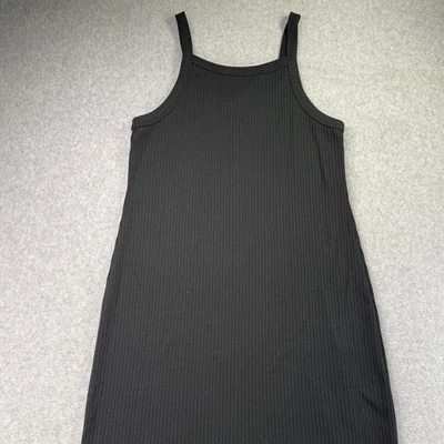 GAP 罗纹针织背心裙小号黑色棉混纺紧身迷笛 — 第 1/4 张图片