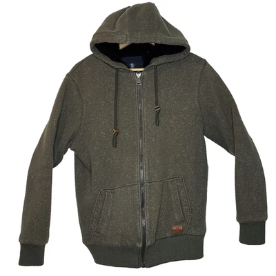 Sudadera con Capucha Buffalo David Bitton Hombres Lg Verde Oliva Forrada Sherpa Peso Pesado Cremallera Completa Foto 1 de 4