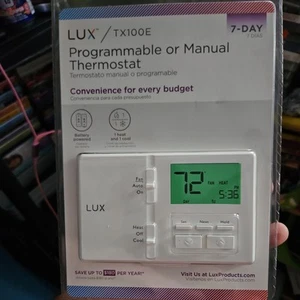 Lux Products TX100E TX100E-7 Day Thermostat, White New Sealed Heat Air Condition - Picture 1 of 1
