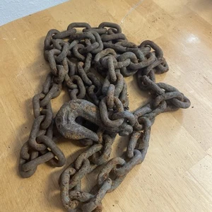 RECLAIMED VINTAGE VERY HEAVY CHAIN With Hook Decorative , industrial 88+ In - Picture 1 of 2