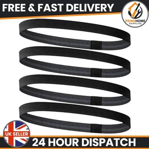 pack of 4 Men/women Long Black Thin Hair Elastic Football Sports Headband 1cm - Picture 1 of 2