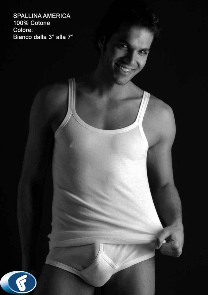 3 canottiere spallina intima uomo ,puro cotone lotto da 3 bianche marca fragi