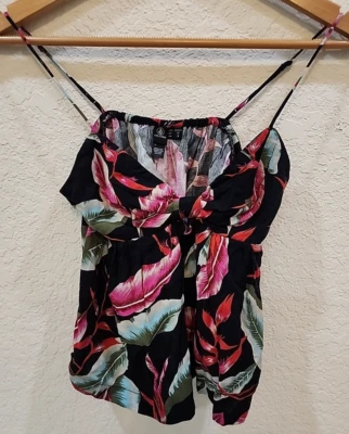 Volcom In The Tropics Camisole Top XS Black Green Floral NWT DS - Image 1 of 4