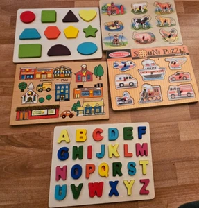 5 FIVE PUZZLE LOT - 5 PUZZLES by MELISSA and & DOUG SOUND VEHICLES FARM ANIMALS - Picture 1 of 24