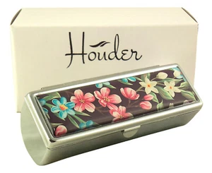 Estuche lápiz labial con espejo portaviaje organizador de maquillaje flor regalo metal - Imagen 1 de 5