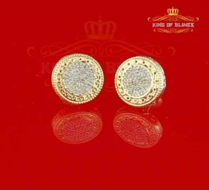 925 Sterling Silver Yellow Hip Hop 0.33ct Diamond Men's/ Women's Stud Earrings - Picture 1 of 11
