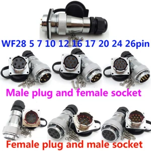 WF28 5-26 Pin IP67 Waterproof Aviation Plug Socket,Wire cable Bulkhead Connector - Picture 1 of 23