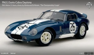 EXOTO '65 Cobra Daytona #26/W-12Hrs Reims/Bonduran+Schlesser/1:18 NIB #RLG18006 - Picture 1 of 2