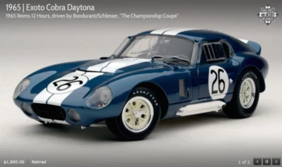 EXOTO '65 Cobra Daytona #26/W-12Hrs Reims/Bonduran+Schlesser/1:18 NIB  #RLG18006 - Image 1 of 2