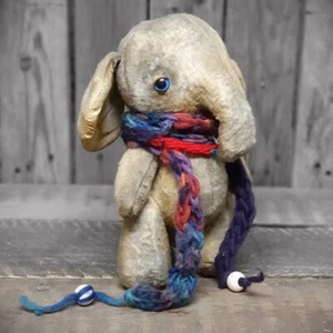 Elefante in tessuto design vintage 25 cm elefante sciarpa in maglia animale selvatico shabby fatto a mano - Foto 1 di 1