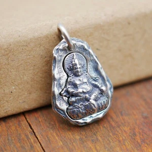 Colgante de oración budista de plata esterlina 925 Buda A5183 - Imagen 1 de 15