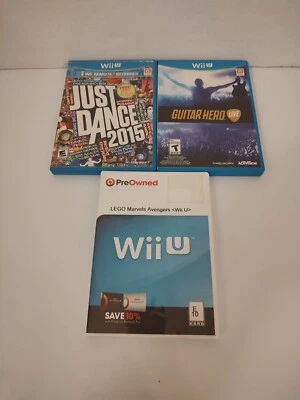 Lot Of 3 Nintendo Wii U Games Just Dance 2015, Lego Marvel Avengers, Guitar Hero - Image 1 of 4