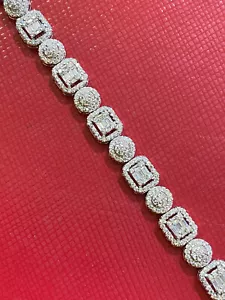 Bracciale tennis donna argento sterling 925 massiccio 7,5 pollici zirconi fantasia /z3 - Foto 1 di 3