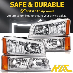 Headlight Set For 2003-2006 Chevy Silverado 1500 2500 HD 3500 w/ Bulbs New - Picture 1 of 12