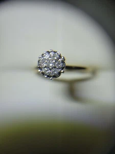 14K Yellow Gold Round Cut Diamond Cluster Engagement Ring S-8 - Picture 1 of 4
