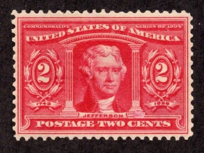 US #324 (1904) 2c - MLH - Grade: VF/XF - Pres. Jefferson - Image 1 of 2