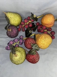 Beaded Faux Fruit Pear Apple Grapes Peach Pear Plum - Picture 1 of 5