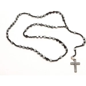 Black Rosaries Beads Cross From Holy Land Jerusalem - Picture 1 of 1