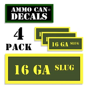 16 GA SLUG Ammo Can 4x Labels  Ammunition Case sticker decals 4 pack 3"x1.15" AG - Picture 1 of 2