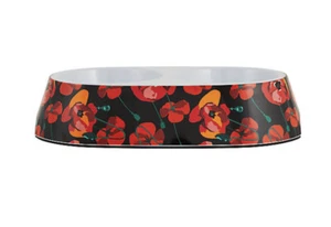 Top Paw® Black & Red Poppy Melamine Double Diner Dog Bowl - Picture 1 of 2