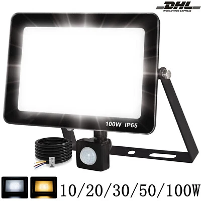 LED Fluter Außen Strahler Scheinwerfer 10W 20W 30W 50W 100W Bewegungsmelder 230V - Bild 1 von 4