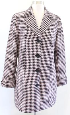 Chaqueta Blazer Tahari ASL Levine Rosa Negro Pata de Gallo Longline Talla 8 Abrigo Coche Foto 1 de 4