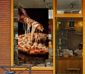 3D Restaurant Käse Pizza H3074 Fensteraufkleber Wandgemälde Abziehbilder Honey - Bild 1 von 11