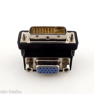 1x Right Angle 90 Degree VGA Female To DVI 24+5 Pin Male Video Convertor Adapter - Picture 1 of 5