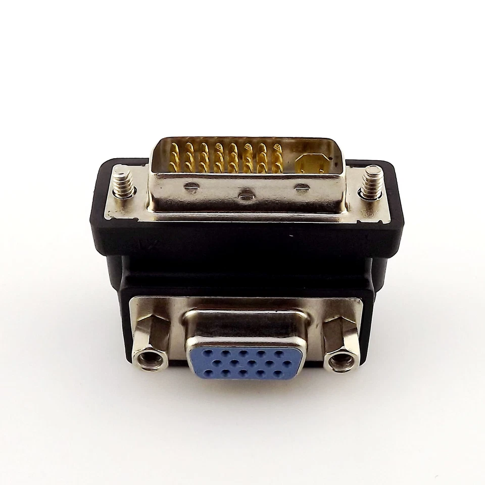 1x Right Angle 90 Degree VGA Female To DVI 24+5 Pin Male Video Convertor Adapter - Image 1 of 4