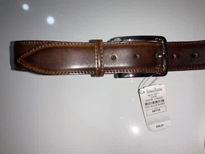 AUTHENTIC BONTONI MENS 33mm BROWN LEATHER BELT SIZE 44(110) XL NEW MADE IN ITALY - Picture 1 of 12
